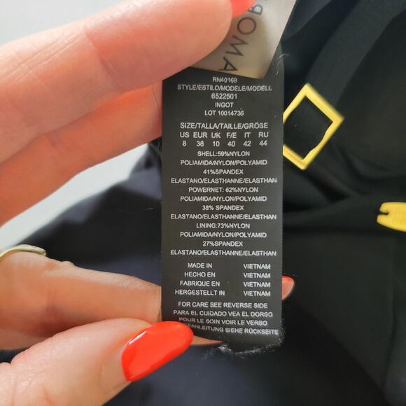 Amoressa Swimsuit Womens 8 One Piece Plunge Mesh Panel Adjustable Straps Bathing - Picture 8 of 10